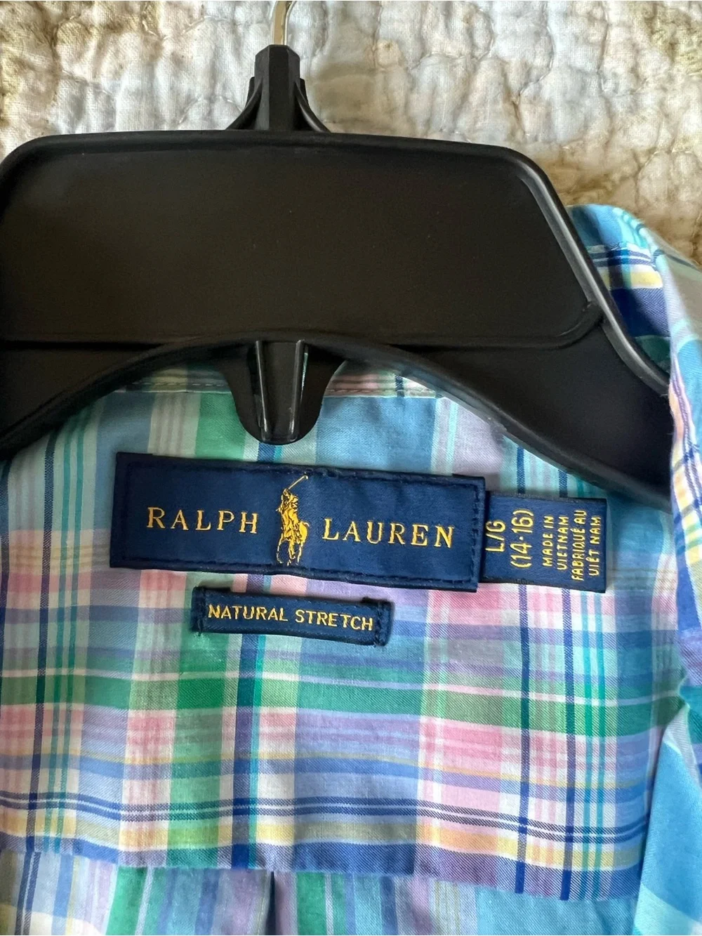 Ralph Lauren Pastel Plaid Short Sleeve Button-Down Shirt